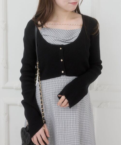 MAJESTIC LEGON / マジェスティックレゴン ミニ丈・ひざ丈ワンピース | カーデセットチェーン付きキャミワンピ | 詳細3