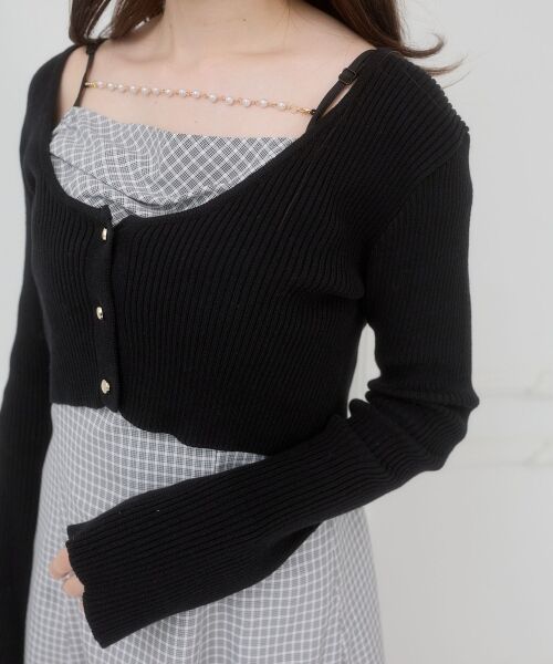 MAJESTIC LEGON / マジェスティックレゴン ミニ丈・ひざ丈ワンピース | カーデセットチェーン付きキャミワンピ | 詳細4