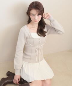 MAJESTIC LEGON / マジェスティックレゴン ミニ丈・ひざ丈ワンピース | レイヤードライクプリーツニットワンピ