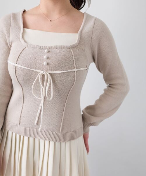 MAJESTIC LEGON / マジェスティックレゴン ミニ丈・ひざ丈ワンピース | レイヤードライクプリーツニットワンピ | 詳細10