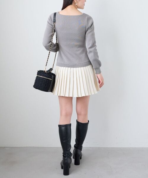 MAJESTIC LEGON / マジェスティックレゴン ミニ丈・ひざ丈ワンピース | レイヤードライクプリーツニットワンピ | 詳細15