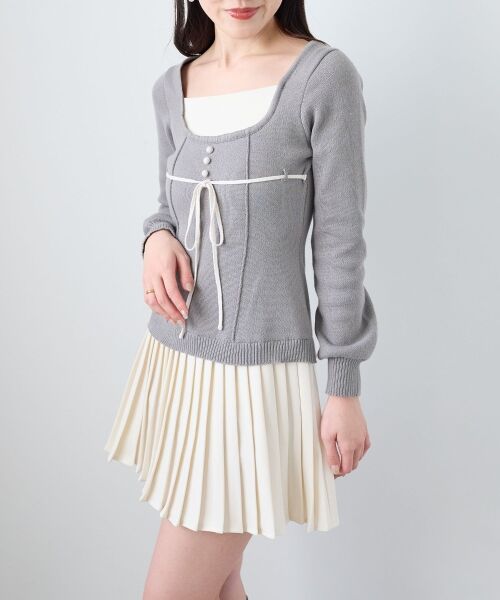 MAJESTIC LEGON / マジェスティックレゴン ミニ丈・ひざ丈ワンピース | レイヤードライクプリーツニットワンピ | 詳細17