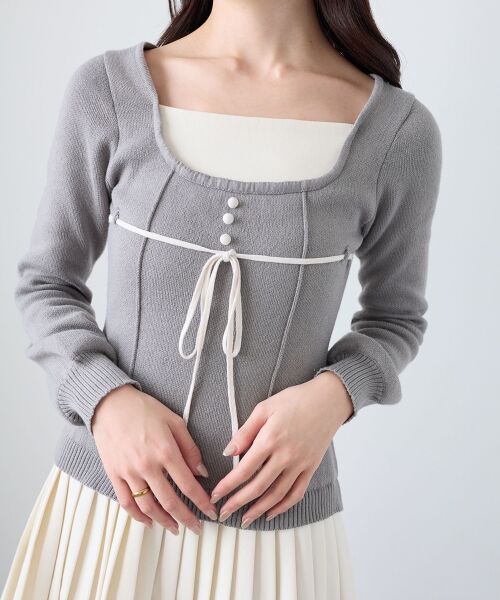 MAJESTIC LEGON / マジェスティックレゴン ミニ丈・ひざ丈ワンピース | レイヤードライクプリーツニットワンピ | 詳細19