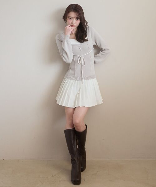 MAJESTIC LEGON / マジェスティックレゴン ミニ丈・ひざ丈ワンピース | レイヤードライクプリーツニットワンピ | 詳細2