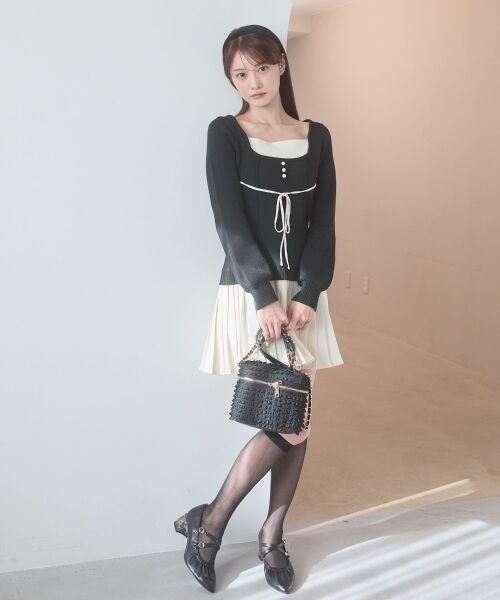 MAJESTIC LEGON / マジェスティックレゴン ミニ丈・ひざ丈ワンピース | レイヤードライクプリーツニットワンピ | 詳細20