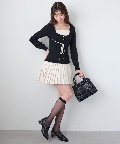 MAJESTIC LEGON / マジェスティックレゴン ミニ丈・ひざ丈ワンピース | レイヤードライクプリーツニットワンピ | 詳細23