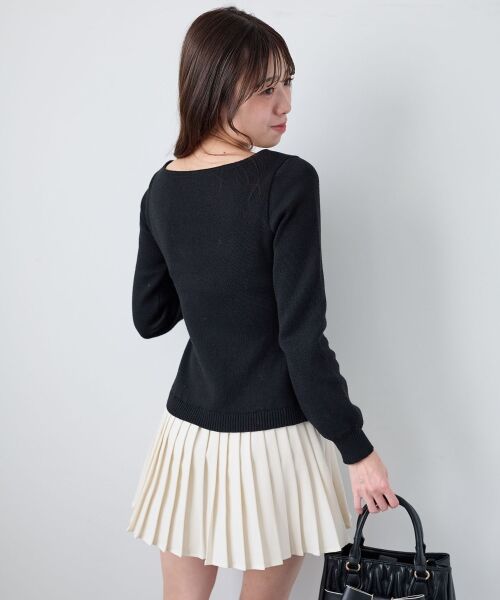 MAJESTIC LEGON / マジェスティックレゴン ミニ丈・ひざ丈ワンピース | レイヤードライクプリーツニットワンピ | 詳細27