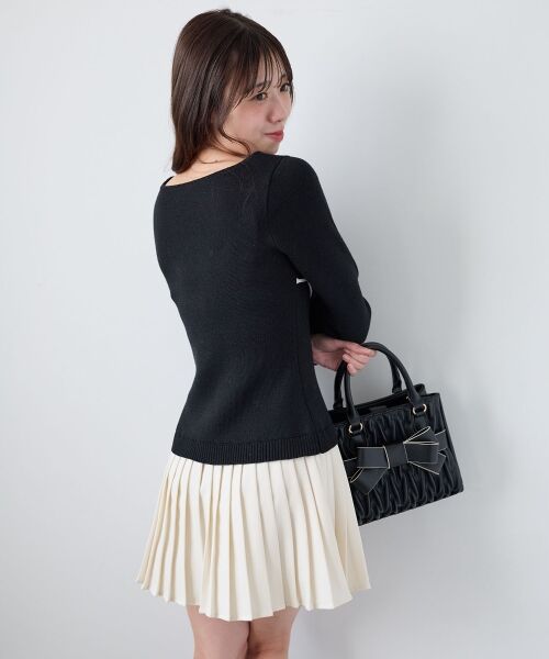 MAJESTIC LEGON / マジェスティックレゴン ミニ丈・ひざ丈ワンピース | レイヤードライクプリーツニットワンピ | 詳細28