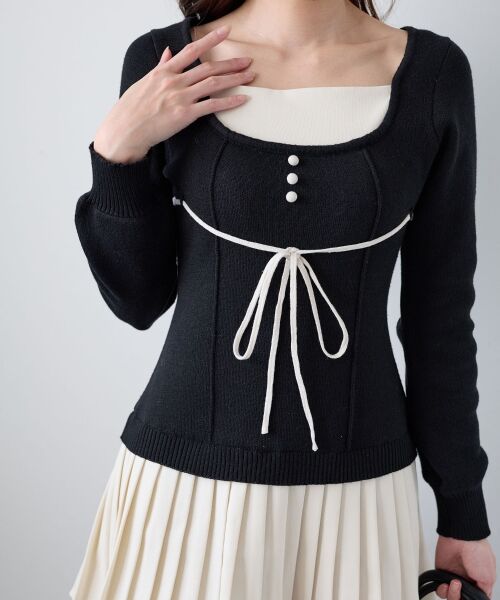 MAJESTIC LEGON / マジェスティックレゴン ミニ丈・ひざ丈ワンピース | レイヤードライクプリーツニットワンピ | 詳細29