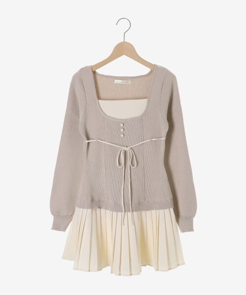 MAJESTIC LEGON / マジェスティックレゴン ミニ丈・ひざ丈ワンピース | レイヤードライクプリーツニットワンピ | 詳細30