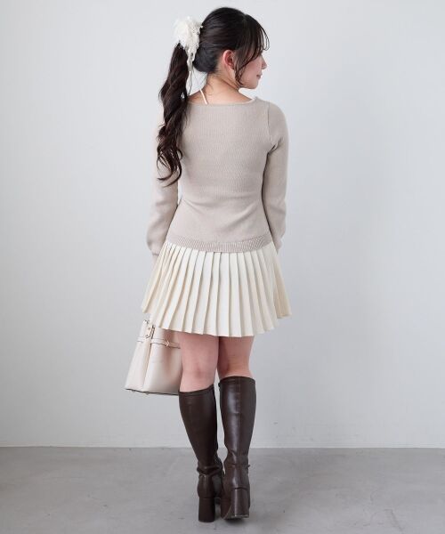 MAJESTIC LEGON / マジェスティックレゴン ミニ丈・ひざ丈ワンピース | レイヤードライクプリーツニットワンピ | 詳細6
