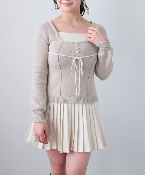 MAJESTIC LEGON / マジェスティックレゴン ミニ丈・ひざ丈ワンピース | レイヤードライクプリーツニットワンピ | 詳細7