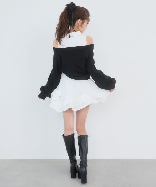 MAJESTIC LEGON / マジェスティックレゴン ミニ丈・ひざ丈ワンピース | ニット×リボンシャツミニワンピ | 詳細15