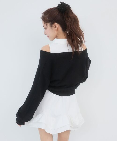 MAJESTIC LEGON / マジェスティックレゴン ミニ丈・ひざ丈ワンピース | ニット×リボンシャツミニワンピ | 詳細19