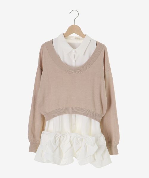 MAJESTIC LEGON / マジェスティックレゴン ミニ丈・ひざ丈ワンピース | ニット×リボンシャツミニワンピ | 詳細21