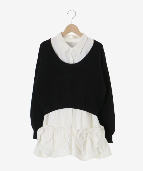 MAJESTIC LEGON / マジェスティックレゴン ミニ丈・ひざ丈ワンピース | ニット×リボンシャツミニワンピ | 詳細23