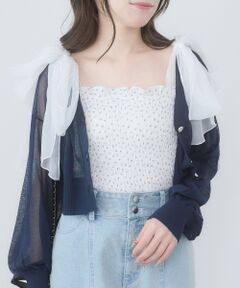 MAJESTIC LEGON / マジェスティックレゴン キャミソール・チューブトップ | カップ付肩リボンシャーリングキャミ