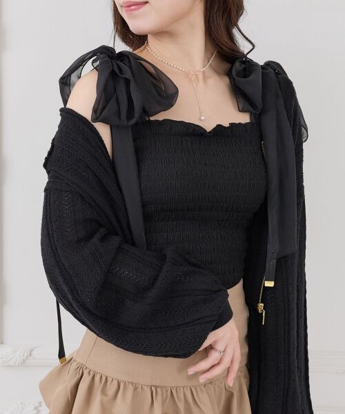 MAJESTIC LEGON / マジェスティックレゴン キャミソール・チューブトップ | カップ付肩リボンシャーリングキャミ | 詳細10