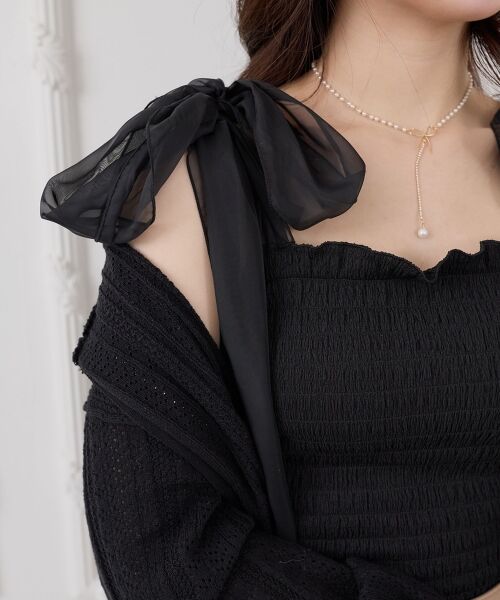 MAJESTIC LEGON / マジェスティックレゴン キャミソール・チューブトップ | カップ付肩リボンシャーリングキャミ | 詳細11