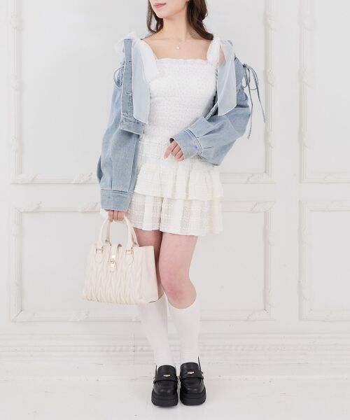 MAJESTIC LEGON / マジェスティックレゴン キャミソール・チューブトップ | カップ付肩リボンシャーリングキャミ | 詳細6