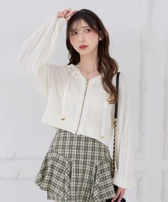 MAJESTIC LEGON / マジェスティックレゴン パーカー | 透かし柄ショートニットパーカー