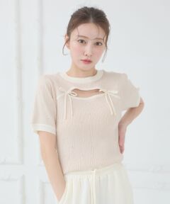 MAJESTIC LEGON / マジェスティックレゴン ニット・セーター | デコルテオープンバイカラーニット