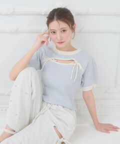 MAJESTIC LEGON / マジェスティックレゴン ニット・セーター | デコルテオープンバイカラーニット