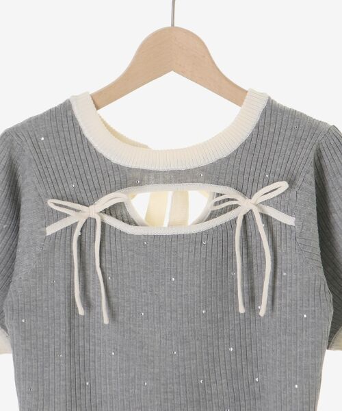 MAJESTIC LEGON / マジェスティックレゴン ニット・セーター | デコルテオープンバイカラーニット | 詳細6