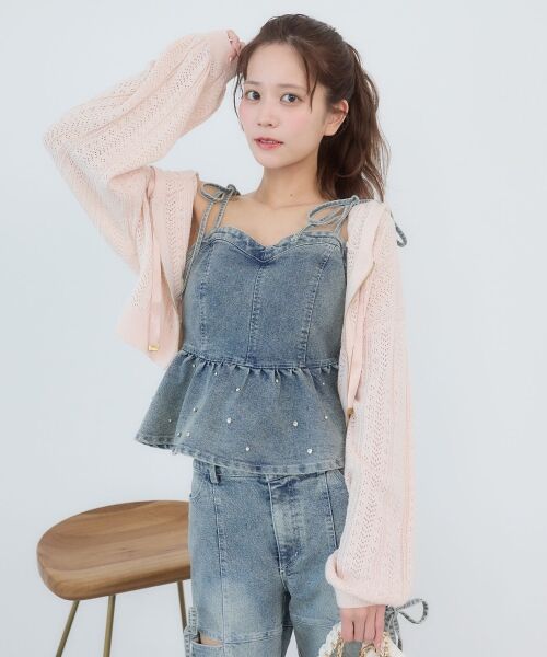 MAJESTIC LEGON / マジェスティックレゴン キャミソール・チューブトップ | ペプラムデニムビスチェ | 詳細10