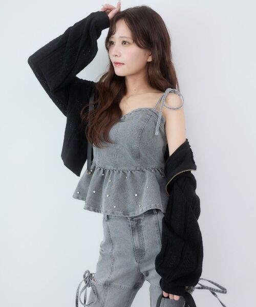 MAJESTIC LEGON / マジェスティックレゴン キャミソール・チューブトップ | ペプラムデニムビスチェ | 詳細14