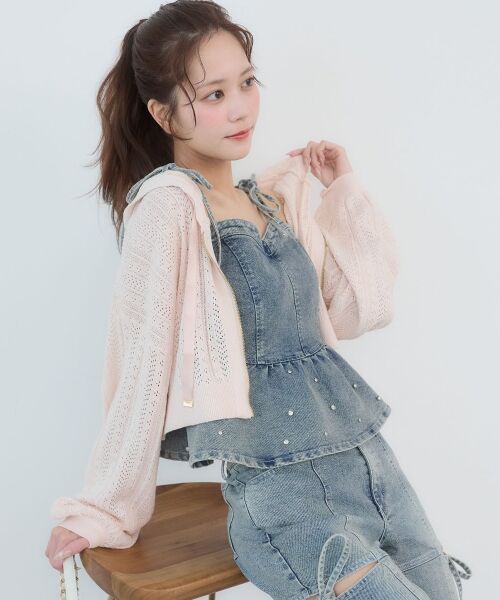 MAJESTIC LEGON / マジェスティックレゴン キャミソール・チューブトップ | ペプラムデニムビスチェ | 詳細9