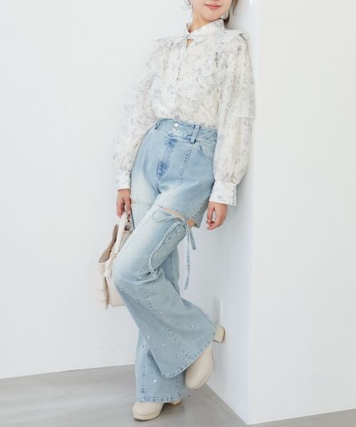 MAJESTIC LEGON / マジェスティックレゴン シャツ・ブラウス | 襟付きエアリーフリルブラウス | 詳細3