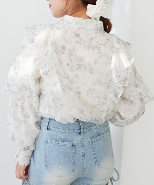 MAJESTIC LEGON / マジェスティックレゴン シャツ・ブラウス | 襟付きエアリーフリルブラウス | 詳細7