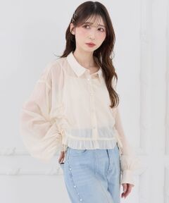 MAJESTIC LEGON / マジェスティックレゴン シャツ・ブラウス | インナー付きドロストシアーブラウス