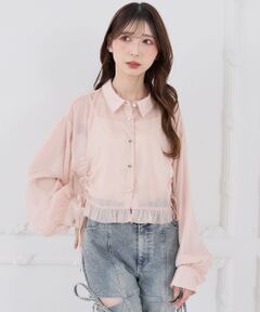 MAJESTIC LEGON / マジェスティックレゴン シャツ・ブラウス | インナー付きドロストシアーブラウス