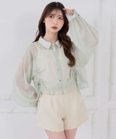 MAJESTIC LEGON / マジェスティックレゴン シャツ・ブラウス | インナー付きドロストシアーブラウス