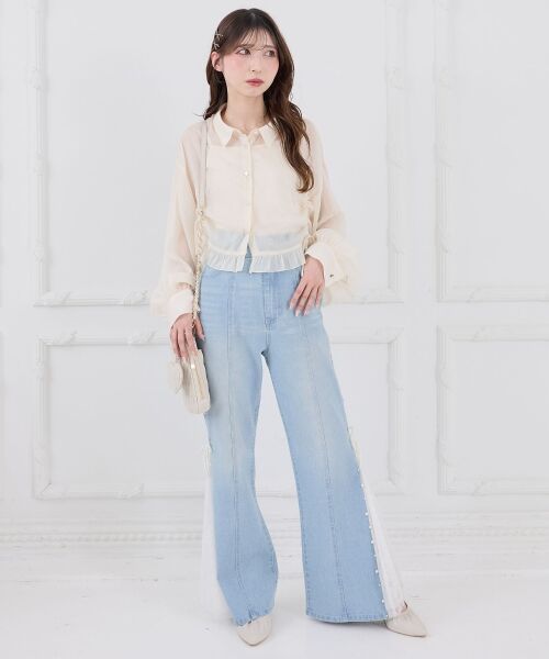 MAJESTIC LEGON / マジェスティックレゴン シャツ・ブラウス | インナー付きドロストシアーブラウス | 詳細1