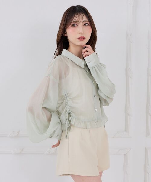 MAJESTIC LEGON / マジェスティックレゴン シャツ・ブラウス | インナー付きドロストシアーブラウス | 詳細14