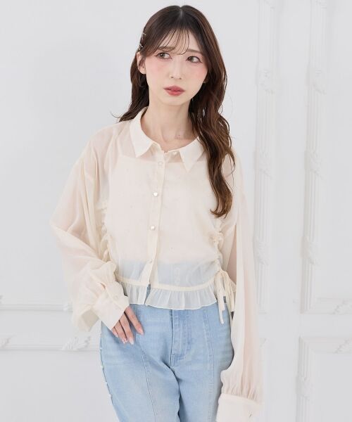 MAJESTIC LEGON / マジェスティックレゴン シャツ・ブラウス | インナー付きドロストシアーブラウス | 詳細5