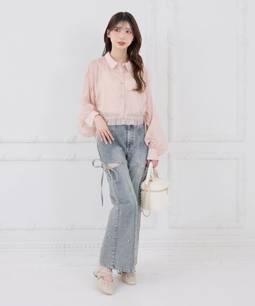 MAJESTIC LEGON / マジェスティックレゴン シャツ・ブラウス | インナー付きドロストシアーブラウス | 詳細8