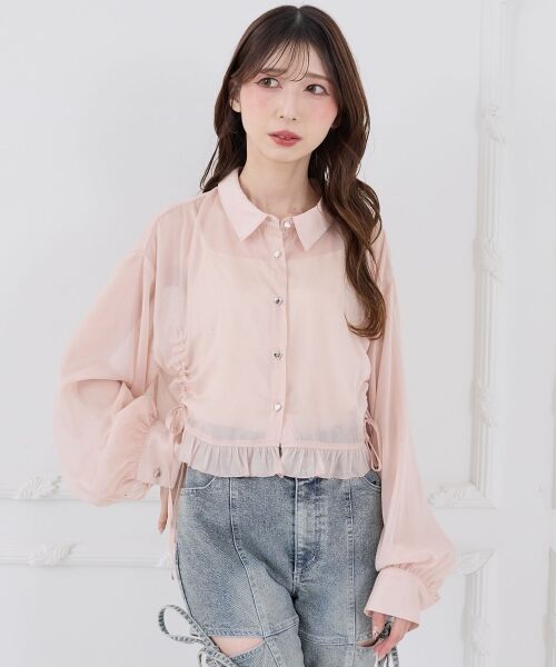 MAJESTIC LEGON / マジェスティックレゴン シャツ・ブラウス | インナー付きドロストシアーブラウス | 詳細9