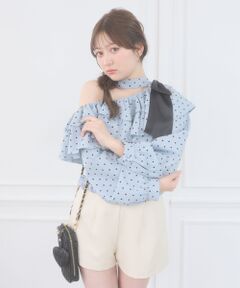 MAJESTIC LEGON / マジェスティックレゴン シャツ・ブラウス | ワンショルフリルリボンブラウス