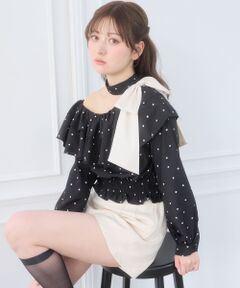 MAJESTIC LEGON / マジェスティックレゴン シャツ・ブラウス | ワンショルフリルリボンブラウス