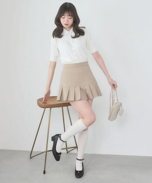 MAJESTIC LEGON / マジェスティックレゴン ミニ・ひざ丈スカート | アソートヘムプリーツミニスカパン（ベージュ）