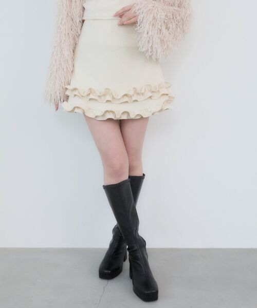 MAJESTIC LEGON / マジェスティックレゴン ミニ・ひざ丈スカート | フリルヘムキラキラスカパン | 詳細9