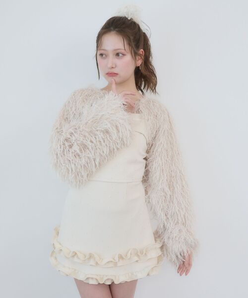 MAJESTIC LEGON / マジェスティックレゴン ミニ・ひざ丈スカート | フリルヘムキラキラスカパン（ピンクベージュ）