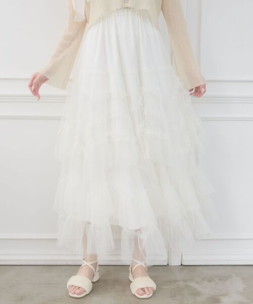 MAJESTIC LEGON / マジェスティックレゴン ロング・マキシ丈スカート | チュールフリルティアードスカート | 詳細10