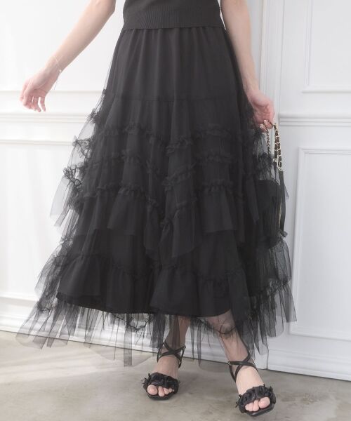 MAJESTIC LEGON / マジェスティックレゴン ロング・マキシ丈スカート | チュールフリルティアードスカート | 詳細25