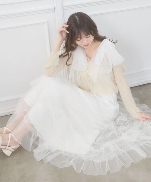 MAJESTIC LEGON / マジェスティックレゴン ロング・マキシ丈スカート | チュールフリルティアードスカート | 詳細6