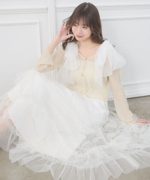 MAJESTIC LEGON / マジェスティックレゴン ロング・マキシ丈スカート | チュールフリルティアードスカート | 詳細8